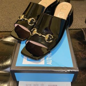 Black Gucci Leather Heeled mules